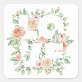 Watercolor Roses and Greeney LOVE Valentine's Day Vierkante Sticker
