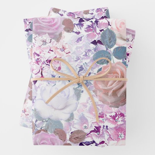 Watercolor roses and hydrangeas. inpakpapier vel (In situ)