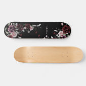 Watercolor Roses Black Background Persoonlijk Skateboard (Horizontaal)