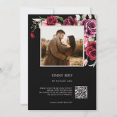 Watercolor Roses Black Background | Photo Wedding Kaart (Achterkant)