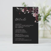 Watercolor Roses Black Floral Details Informatiekaartje (Staand voorkant)
