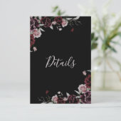 Watercolor Roses Black Floral Details Informatiekaartje (Staand voorkant)