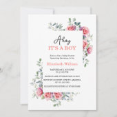 Watercolor Roses & Eucalyptus Baby Shower Kaart (Voorkant)