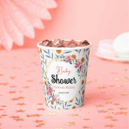 Watercolor Roses & Eucalyptus Baby Shower Papieren Bekers