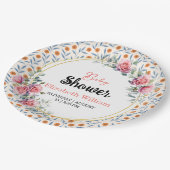 Watercolor Roses & Eucalyptus Baby Shower Papieren Bordje (Gekanteld)