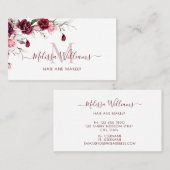 Watercolor Roses Monogram Black Visitekaartje (Voorkant / Achterkant)