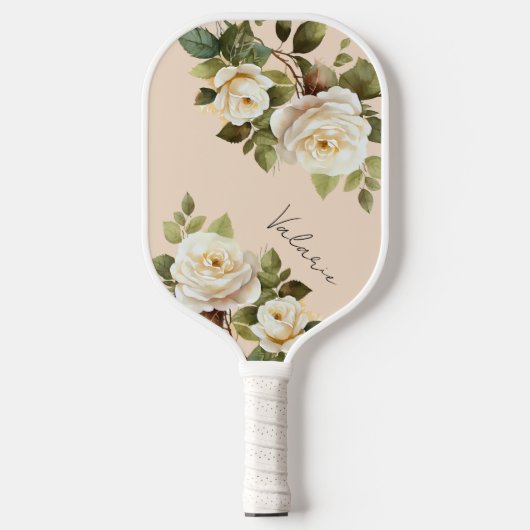Watercolor Roses Monogram Pickleball Paddle (Voorkant)