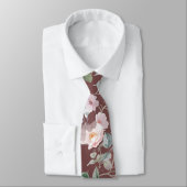 Watercolor roses on burgundy neck tie stropdas (Gebonden)