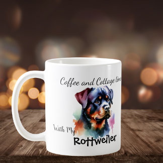   Watercolor Rottweiler at Cottage Personalize Koffiemok