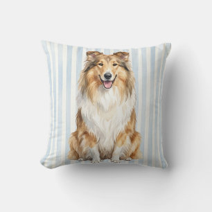 Watercolor Rough Collie-hondportretkussen Kussen