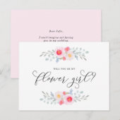 Watercolor Roze Anemonen Wees Mijn Bloemenmeisje Uitnodiging Briefkaart (Voorkant / Achterkant)