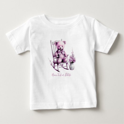 Watercolor Roze Babybeer Baby T-shirt (Voorkant)