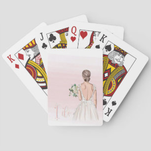 Watercolor Roze Bachelorette Thema Speelkaarten