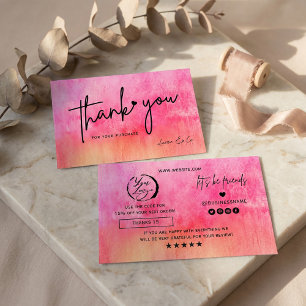 Watercolor Roze Bedankkaart met Gouden Accenten Visitekaartje