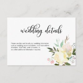 Watercolor Roze Beige Bloemige Trouwdetails Kaart