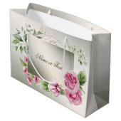 Watercolor Roze Bloem Frame Glanzend Bronzen Elega Groot Cadeauzakje (Achterkant Gekanteld)