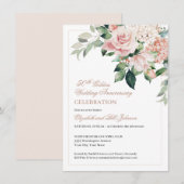 Watercolor Roze Bloemen 50ste Huwelijksverjaardag  Kaart (Voorkant / Achterkant)