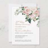 Watercolor Roze Bloemen 50ste Huwelijksverjaardag Kaart (Voorkant)