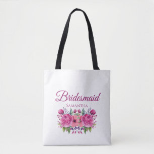 Watercolor Roze Bloemen Boeket-Bruidjestaart Cadea Tote Bag