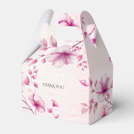 Watercolor Roze Bloemen Favor Doos Bedankdoosjes (Achterkant)