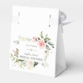 Watercolor Roze Bloemen Gouden Bruilofts Theeparti Bedankdoosjes (Achterkant)