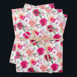 Watercolor Roze Bloemen  Inpakpapier Vel<br><div class="desc">Levendige bloemen in tinten lichtroze,  heet roze,  fuchsia tot marsala op een witte achtergrond,  deze vellen inpakpapier zijn leuk om cadeaus te geven bij elke gelegenheid. OVERIJKOMSTIGE items in onze winkel.</div>