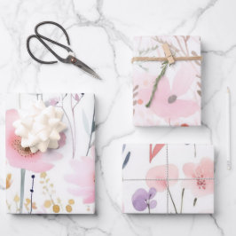 Watercolor Roze Bloemen Inpakpapier Vel