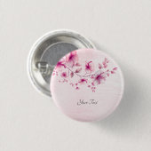 Watercolor Roze Bloemen Knop Ronde Button 3,2 Cm (Voorkant /achterkant)