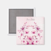 Watercolor Roze Bloemen Magneet (Voorkant / Achterkant)