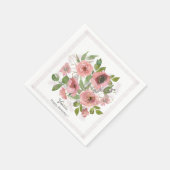 Watercolor Roze bloemen op Wit Servet (Hoek)