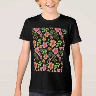 Watercolor Roze Bloemen Patroon-69677 Tri-Blend Shirt