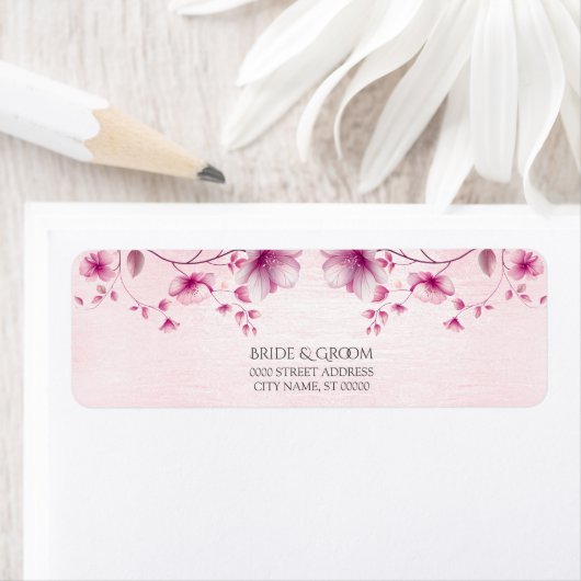 Watercolor Roze Bloemen Retouradres Label (Insitu)