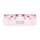 Watercolor Roze Bloemen Retouradres Label (Voorkant)