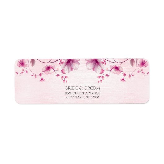 Watercolor Roze Bloemen Retouradres Label (Voorkant)