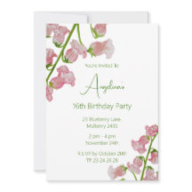 Watercolor Roze Bloemen Sweet 16 Verjaardagsfeestj