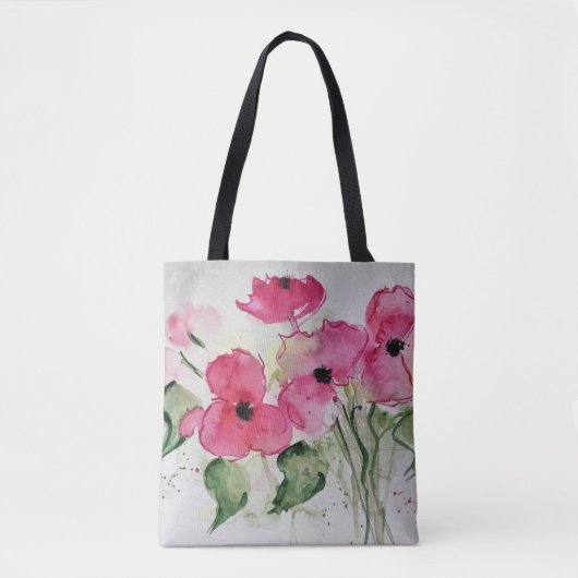 Watercolor Roze Bloemen Tote Bag (Voorkant)