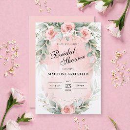 Watercolor Roze Bloemen Trouw Bruids Bruiloft Kaart