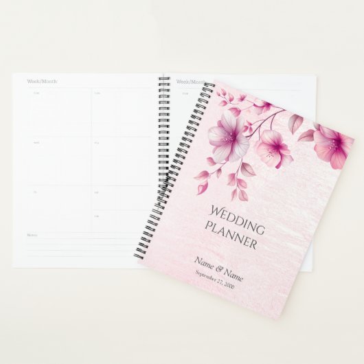 Watercolor Roze Bloemen Trouw Planner (Display)