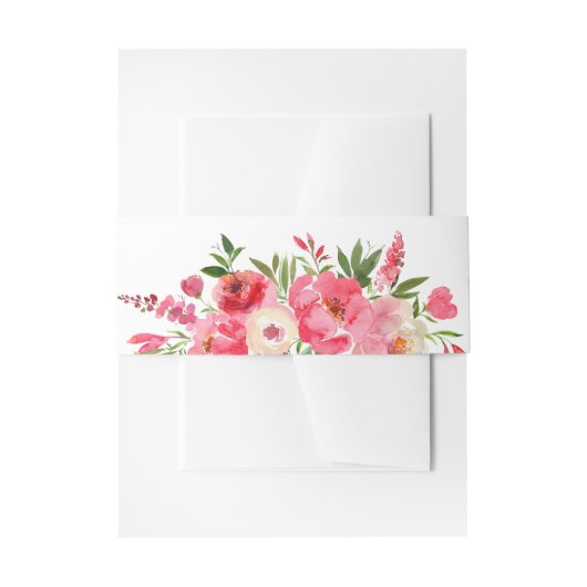 Watercolor Roze Bloemen Uitnodigingen Wikkel (Voorkant Voorbeeld)