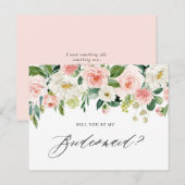 Watercolor Roze Bloemen Wil Je Mijn Bruidsmeisje Z Uitnodiging Briefkaart (Voorkant / Achterkant)