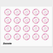 Watercolor Roze Bloemenkrans Jubileum Ronde Sticker (Vel)