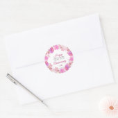 Watercolor Roze Bloemenkrans Jubileum Ronde Sticker (Envelop)