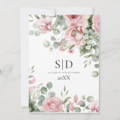 Watercolor Roze Bloemige Bruiloft Save The Date (Achterkant)