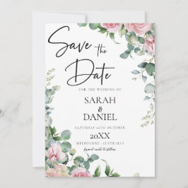 Watercolor Roze Bloemige Bruiloft Save The Date