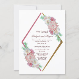 Watercolor Roze Bloemige Vluchtige Bruiloftviering Kaart