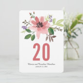 Watercolor Roze Bloemuitbarsting  | Tafelnummer (Staand voorkant)