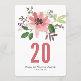 Watercolor Roze Bloemuitbarsting  | Tafelnummer