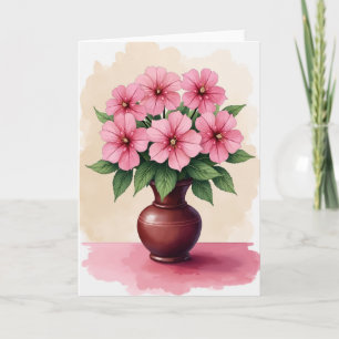 Watercolor Roze Bloesem Kaart