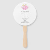 Watercolor roze bloesem trouwprogramma waaiertjes handwaaier (Achterkant)