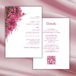 Watercolor Roze Bougainvillea All In One Trouwdag Kaart